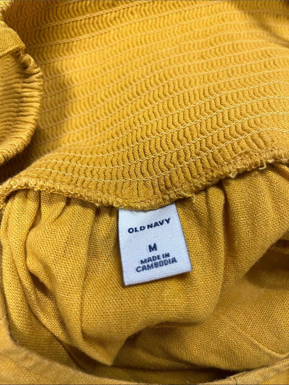 Old Navy Yellow Knit Textured Yoke Top